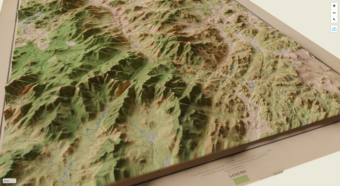 A web map application that leverages DSM raster elevation data stored in PMTiles to give 3-dimensional relief to an 1899 topographic map of the Adirondack High Peaks near Lake Placid, NY.